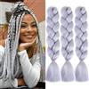 Saisifen Capo per Trecce Jumbo 3 Confezioni, 60 cm, Trecce Twist Box, Capo Intrecciato Sintetico per Donne e Bambini #A40 Grigio Argento
