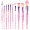 TIESOME Set di 10 pennelli per trucco, con manico in cristallo glitterato, correttore professionale per fondotinta, ombretto, eyeliner, set di pennelli cosmetici per adulti (rosa)