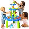 CozyBomB Tavolo da gioco d'acqua e sabbia per bambini, da esterno, a 3 piani, con ruota d'acqua, irrigatore e gioco di pesca, giocattolo d'acqua per bambini da esterno dai 3, 4, 5 anni, set completo