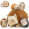 MorisMos Peluche Riccio Grande XXL, 35cm Mamma con 4 Kawaii Bambino all'interno, Realistico Riccio Giocattolo di Peluche Gigante, Morbido Regalo per Bambini Compleanno Natale Deco