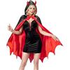 CloverCy Mantello da vampiro con cappuccio, mantello nero e rosso a due lati, costume da diavolo per donna, mantello con cappuccio per ragazze, ragazzi (90 cm)