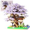 HOTUT Botanicals Albero Bonsai, 2229 Pezzi Set di Costruzione da Giardino in Fiore di Ciliegio con Luce a LED, Sakura Albero Casa Costruire Blocco, Kit di Piante Artificiali, Regalo per Adulti Bambini
