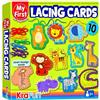 KRAFUN Kit di Carte di Allacciatura Safari per Bambini 3+ Anni, 10 Progetti Fai da Te (Leone, Elefante, Tigre), Istruzioni, Giocattolo Educativo per Motricità Fine