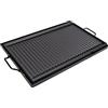 FONDERIA BONGIOVANNI | Bistecchiera Ghisa | 59,5x38 cm | Piastra in Ghisa Smaltata | Casa Cucina Barbecue | Rettangolare | con Telaio in Ferro con Manici