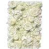 HEBEOT Pannello da parete con fiori 60 cm x 40 cm, rosa in seta rosa, decorazione da parete con fiori artificiali, sfondo floreale per matrimoni, feste, decorazione per la casa (bianco)