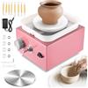 Kooeuru Tornio per Ceramica, Kooeuru Tornio per Argilla 2000 giri/min Velocità Regolabile con Piastre da 10/6,5 cm, Strumenti di Modellatura e Vasca Rimovibile, Tornio Ceramica per Bambini e Adulti, Rosa