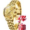 OLEVS Orologio al quarzo di lusso da donna in acciaio inossidabile dorato e argento impermeabile con data, 2897: Orologio Completamente Dorato, Bracciale