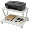 Relaxdays Supporto per stampante rotelle, 2 ripiani, HxLxP: 28 x 44 x 28 cm, per ufficio, MDF e metallo, bianco