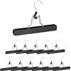 Relaxdays Grucce in Legno con Morsetto, 12 Stampelle, Gancio Girevole a 360° Rivestimento in Feltro, 17x25x2,3 cm, Nero