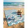 Jenny Sesal Telo Mare Microfibra Grande 90x170 cm con Borsa Regalo - Antisabbia, Asciugatura Rapida e Assorbente - Leggero, Compatto Salvaspazio - Per Spiaggia, Piscina, Palestra e Viaggio - Onde Cielo