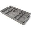 Emuca - Kit cassetto organizzatore e telaio regolabile Quartz per armadi, chiusura ammortizzata e estrazione totale, modulo da 90 cm, finitura titanio