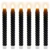Relaxdays Candele LED a stelo, set 6 pz, 25 x 2 cm, fiamma tremolante, vera cera, design a spirale, senza fiamma, nere