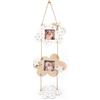LINA OFFICINE GRAFICHE CREATIVE Portafoto a Forma di Nuvola in Legno, con Corda di Iuta e Fiocco, 2 Foto, 22x64 cm, Decorazione Cameretta Neonato