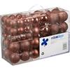 Relaxdays Palline di Natale, Set 100, Addobbi Natalizi, Opache, Lucide, Glitterate, ∅ 3,4 e 6 cm, Decorazioni, Marrone