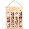 LINA OFFICINE GRAFICHE CREATIVE Porta Foto in Legno 12 Mesi, Cornice Multipla da Parete con Stelle e Nuvole, 44,2 x 59 cm, Idea Regalo Neonato