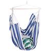 Relaxdays Poltrona Sospesa, Amaca a Dondolo in Cotone, Supporto in Legno, Esterno e Interno, Fino a 150 kg, Blu Bianco