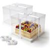 Relaxdays Set da 2 scatole per Torte, Coperchio, Nastro & Base, 20x30x30 cm, per Matrimonio e Regalo, Trasparente/Bianco