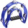 Flexzion Tamburello Flexzion Metallo Mezza Luna Strumenti Musicali Doppia Riga di Sonagli Strumenti a Mano Percussioni con Impugnatura Ergonomica, Tamburelli per Adulti, Blu
