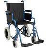 App Life Sedia a Rotelle Pieghevole Leggera Transito per Disabili ed Anziani, Dispositivo Medico di Classe I con Braccioli, Pedane ribaltabili ed Estraibili Blu