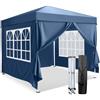 Bonnlo Gazebo da Giardino Pieghevole 3x3 Impermeabile con 4 Pareti Laterali | Tenda, Tenda da Ombra, Tendone da Giardino Esterno con Zip per Feste ed Eventi, Borsa da Trasporto Inclusa (Blu Reale)