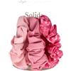 Solida Scrunchie 7 cm rosa, rot Elastico per capelli 3 pz.
