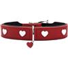 HUNTER collare per cani LOVE, colore: rosso/nero, morbida e resistente pelle bovina, cuori cuciti singolarmente, particolarmente confortevole, Made in Germany, taglia: 47