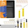 GEMMAHW Set di rulli per pittura GEMMAHW da 12 pezzi, set di rulli e vassoi professionali per pittura, set di rulli per pittura da 9 pollici con asta di prolunga, pennello, 5 manicotti per rulli - Set di
