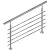 Aufun Corrimano in acciaio inox, 150 cm, ringhiere per scale interne ed esterne con 2 pali per scale, parapetto, balcone (150 cm, 5 barre trasversali)