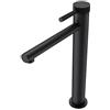 doporro Rubinetto Monocomando per Lavabo Alto a Cascata, Miscelatore Regolabile con Acqua Calda e Fredda in Ottone Nero Opaco H 30,5 cm WAO-7601
