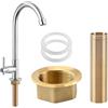 Pixaro Kit prolungato per rubinetto, 150 × 31,5 mm, prolunga tubo filettato, rubinetti per acqua fredda, dado di controfilettatura, in ottone, prolunga per il montaggio di raccordi