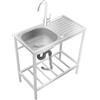 WINZING Lavabo autoportante per esterni, lavello in acciaio inox con mobiletto, lavabo, adatto per sala da pranzo, cucine e garage.