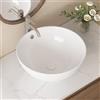 Eridanus Lavello rotondo con foro di troppopieno, lavabo da appoggio in ceramica, lavabo da bagno in porcellana vetrosa per bagno, mobile da bagno, mobile da bagno, bianco lucido, 430 x 430 x 180 mm