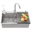 WYZSIINK Nano Lavandino Argento, Lavello Cucina 1 Vasca, Grande Lavabo Cucina In Acciaio Inox Finitura Nanotecnologica,Vasca Singola Con Kit Di Scarico, Da Appoggio O Filotop(Silver-a,80x50cm)