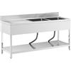 Royal Catering Lavelli Gastro 2 vasche da 500 x 400 x 250 mm in acciaio inox indipendente industriale
