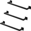 ML DESIGN modern living ML-Design Set di 3 Appendiabiti Porta Asciugamani Attacco a Parete 60x12 cm in Acciaio Nero per Bagno Cucina Soggiorno Balcone Camera da Letto Porta Salviette da Muro Salvaspazio Peso Supportato 50 kg