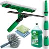 UNGER AK130 - Set di pulizia per giardino d'inverno (con detergente, lavavetri, asta di prolunga, panni in microfibra, pulizia senza aloni)