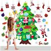 OUQIWEN Feltro Albero Natale,100 cm DIY Albero Natale Feltro Per Bambini Con 32 Staccabili Ornamenti,Decorazioni Natalizie Da Parete Per Porte