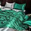 GENPICONG Set di Biancheria da Letto in Seta con Copripiumino, Lenzuolo, Federa, Lenzuolo in Raso di Lusso, Tinta Unita, King Size, Queen Size, Full Size, Twin Size