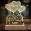 Farmelov Lampada Personalizzata in 3D Personalizzato Illusione Luce Notturna Incisione Nome Testo Cuori Placca Acrilica con Base in Legno per Uomini Donne San Valentino Anniversario Regalo di Compleanno
