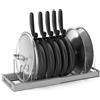 Anhow Porta Coperchi Pentole Salvaspazio, Organizer per Padelle con 7 Regolabili di Acciaio Inossidabile Porta Padelle Salvaspazio per Utensili da Cucina - Grigio