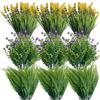Kingrun 18 Pezzi Fiori Artificiali da Esterno, Fiori Finti Artificiale Arbusti Ramo Resistente ai Raggi UV, Bouquet di Pianta Finta per Decorazioni Cimitero, Giardino, Vasi, Finestra, Casa