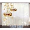 ABAKUHAUS Natale Tenda, Palle di Natale moderno, Casa Arredamento Elemento Distintivo Due Pannelli Set, 280 x 175 cm, Giallo Bianco