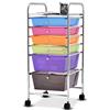 COSTWAY Carrello con 6 Cassetti e Ruote, Cassettiera in Plastica, con Due Dimensioni di Cassetti, Contenitore Multiuso per Casa Bagno e Ufficio, 37 x 74 x 32cm (Colorato)