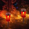 GOMETY 2 luci solari per esterni, impermeabili, 6,6 x 11,5 cm, a energia solare, per esterni, con sensore di luce, con picchetto, candele per esterni