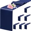 Teruntrue 6 confezioni di runner da tavolo blu navy, runner da tavolo in raso, 30,5 x 182,9 cm, runner da tavolo in seta per tavolo da pranzo, runner da tavolo blu navy per matrimoni, banchetti di compleanno