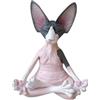 SZJFYMQ Gatto meditare, Statuetta da Collezione, Meditazione Statua di Gatto Sphynx da Collezione Zen Yoga Posa Statua Buddha per l'arredamento dell'ufficio Domestico (Rosa Nero)
