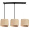 Light Home LH Light-Home Juta Lampadario a Sospensione - Lampade a Sospensione in Metallo con Paralume Moderno - E27-3-Luce 20 cm - Nero Base e Juta