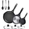 Stone&Stone Set 3 padelle 20cm 24cm 28cm estremamente antiaderente induzione gas | alluminio e acciaio padella professionale batteria | rivestimento tedesco + 3 coperchi 3 utensili priva di PFAS
