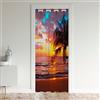 Loussiesd Tenda per porta oceano spiaggia privacy e porta tenda hawaiana da spiaggia palma isolata tende termiche per decorazione tropicale mare tramonto tappeto armadio copertura porta tenda 106 x 203 cm 1 pa