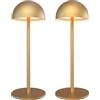 Ledvion - 2x Lampade da Tavolo LED Ricaricabili, Ottone Dorato, Dimmerabili 2700K-5000K, 110 Lumen, IP54, Batteria 2000mAh, Controllo Touch, Regolabili, USB-C, Uso Interno & Esterno, Vita